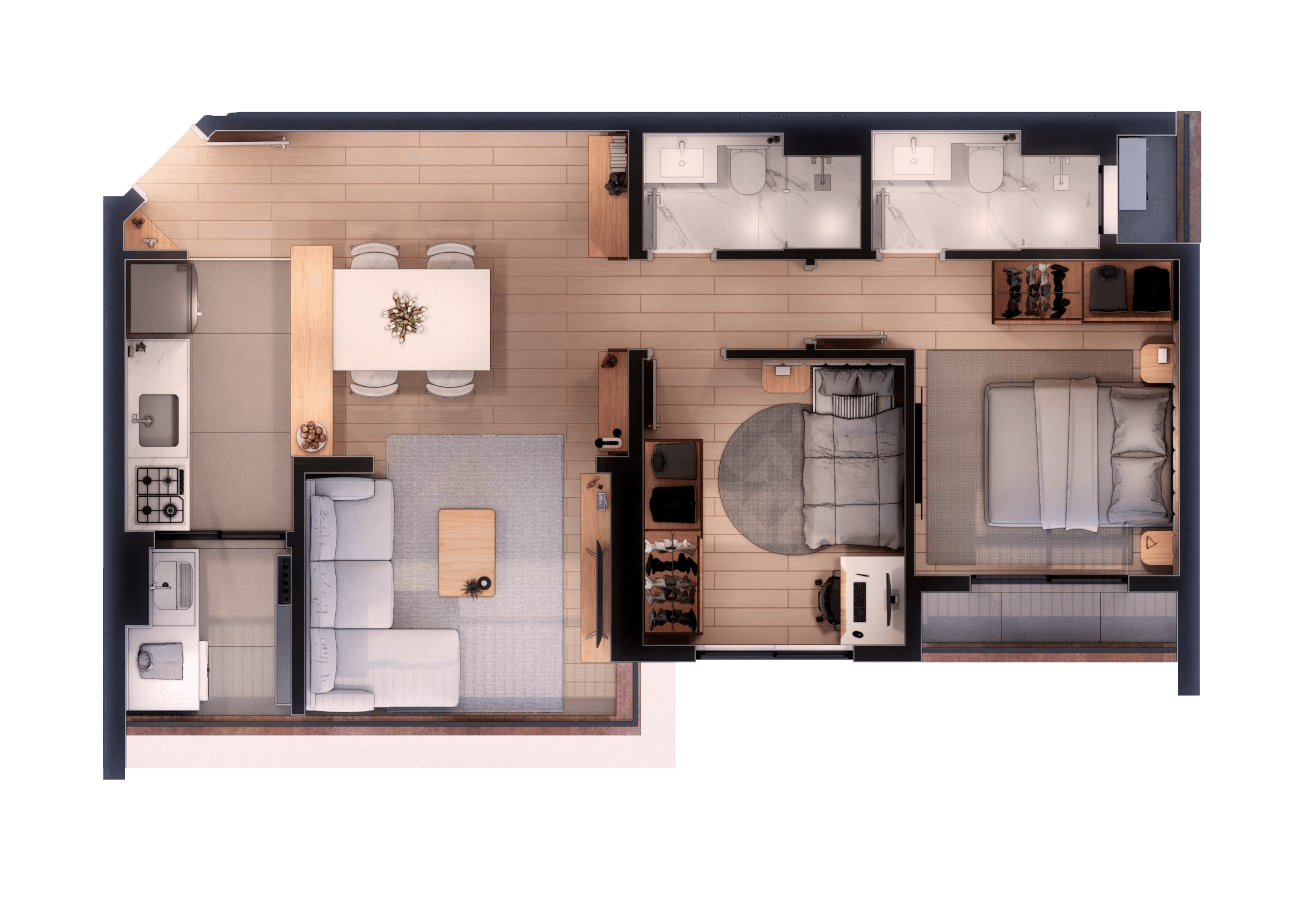 Apartamento 61m² - 2 Dorms