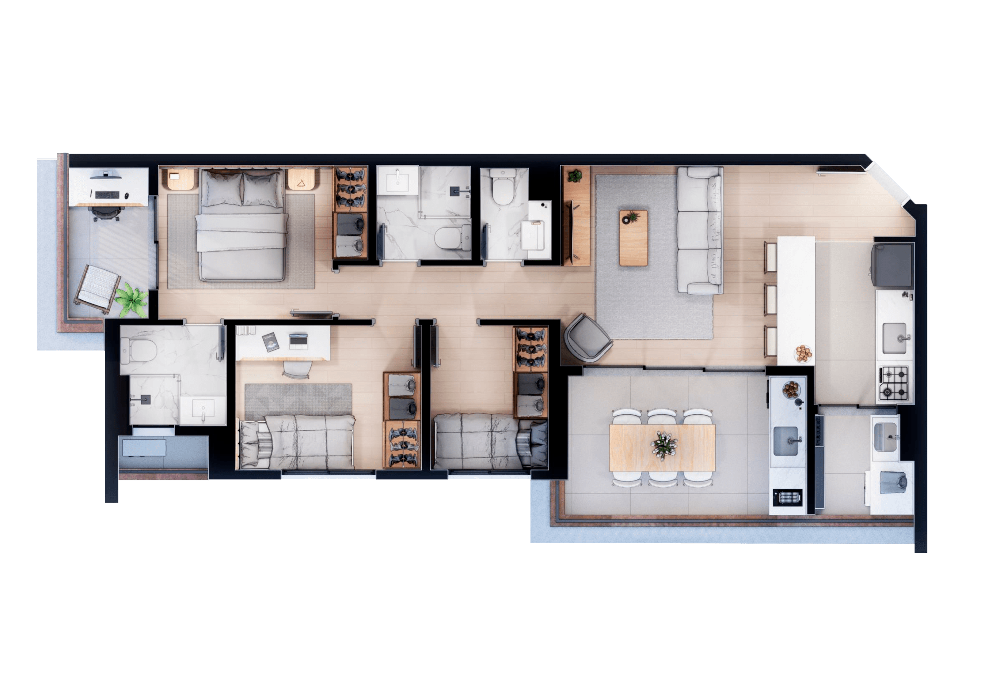 Apartamento 80m² - 3 Dorms
